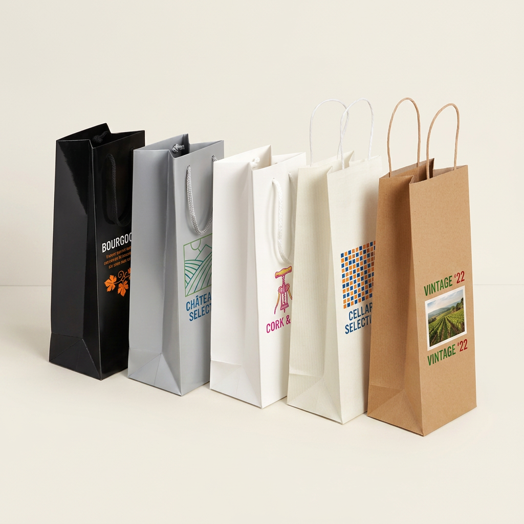 Sac En Papier À Bouteille De Vin Sérigraphie