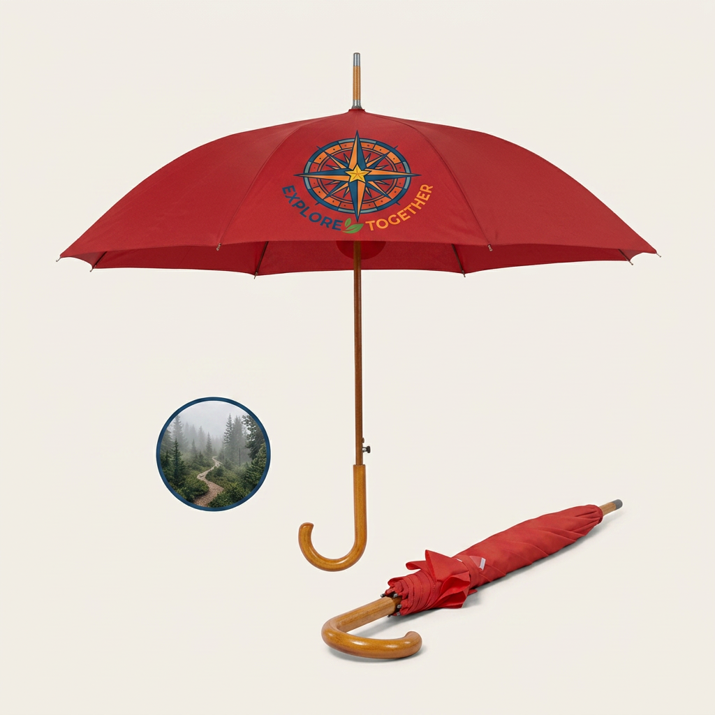 Parapluie Falcone Compact Automatique Coupe Vent Avec Crochet En Bois 102 Cm