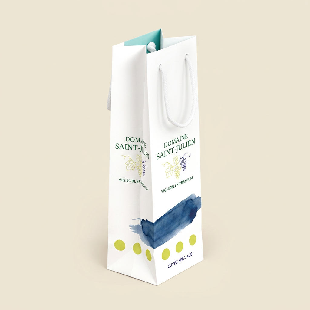 Sac En Papier "Luxe" Pour Bouteilles De Vin Offset